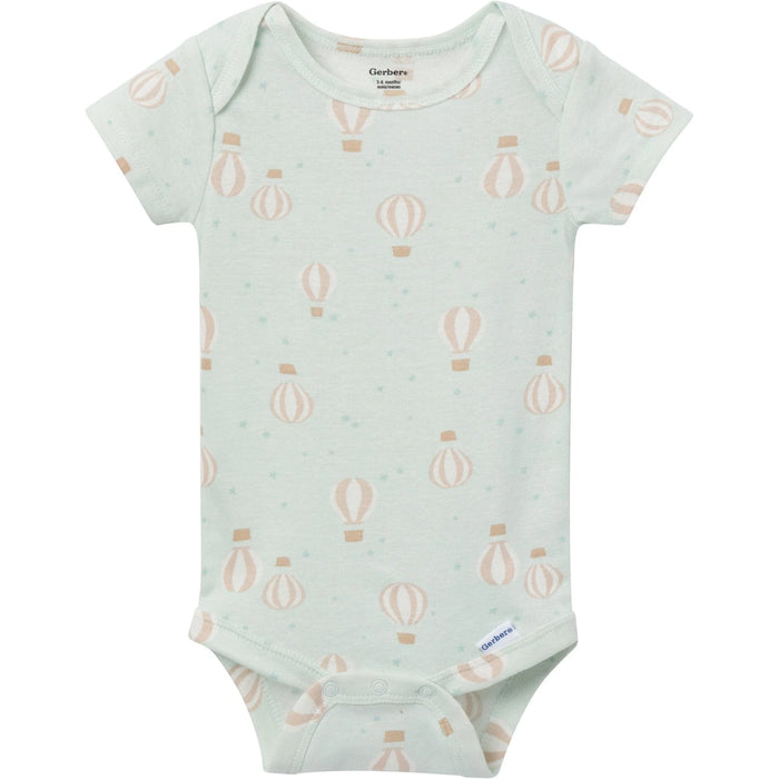 Gerber 2-Pack Baby Neutral Hot Air Balloon Short Sleeve Onesies® Bodysuits, 12 Months (625296 N01 NB5 12M) - Preggy Plus