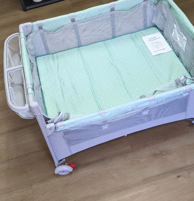 New, Assembled & Slightly Soiled Infanti Always Together Playard and Co-Sleeper, Mint - Preggy Plus