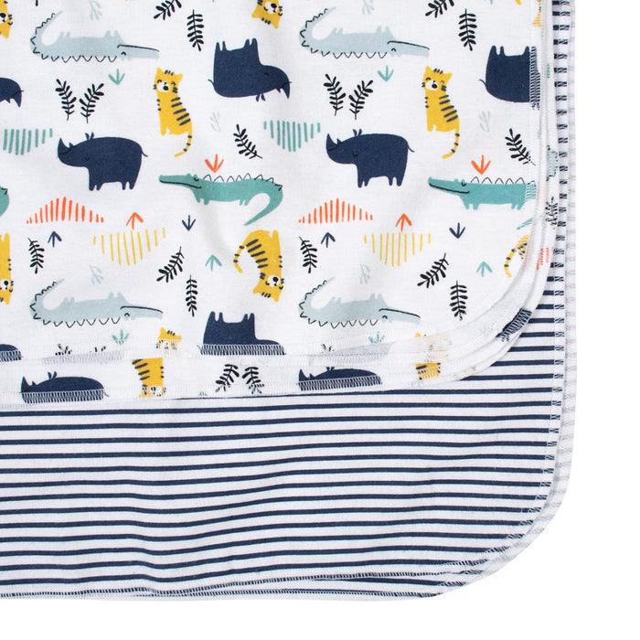 Gerber Baby Boy 4PK Flannel Blanket, Jungle Stripe (1205241DA B02 OSZ) - Preggy Plus