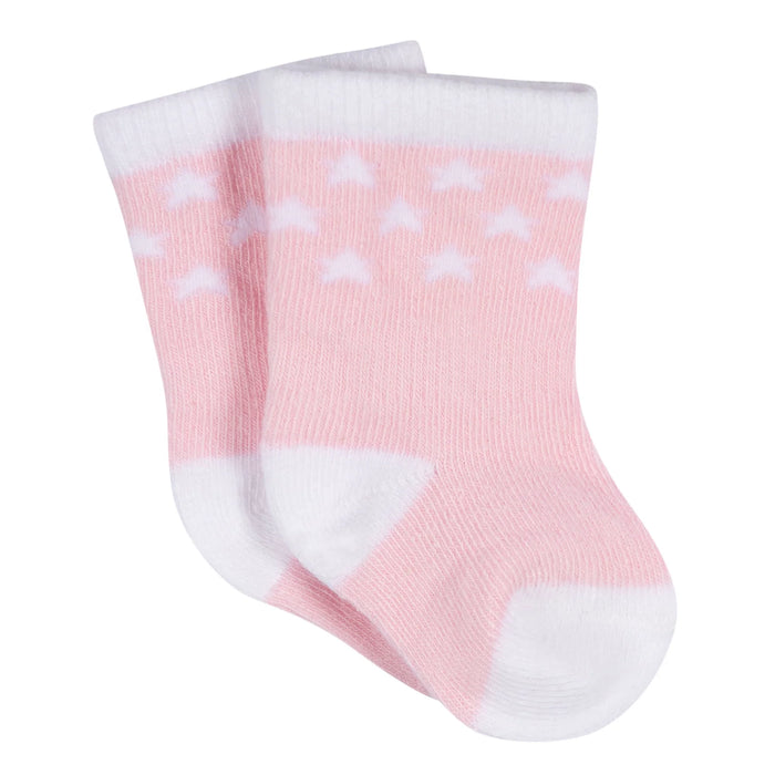 Gerber 3-Pack Baby Girls Stars Jersey Crew Socks (219333458 GRL NB5) - Preggy Plus
