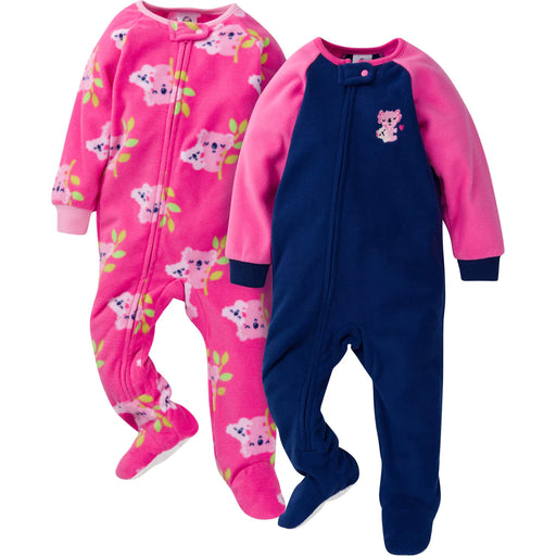 Gerber 2-Pack Baby & Toddler Girls Koala Fleece Pajamas, 18 Months (535262Y G05 18M) - Preggy Plus