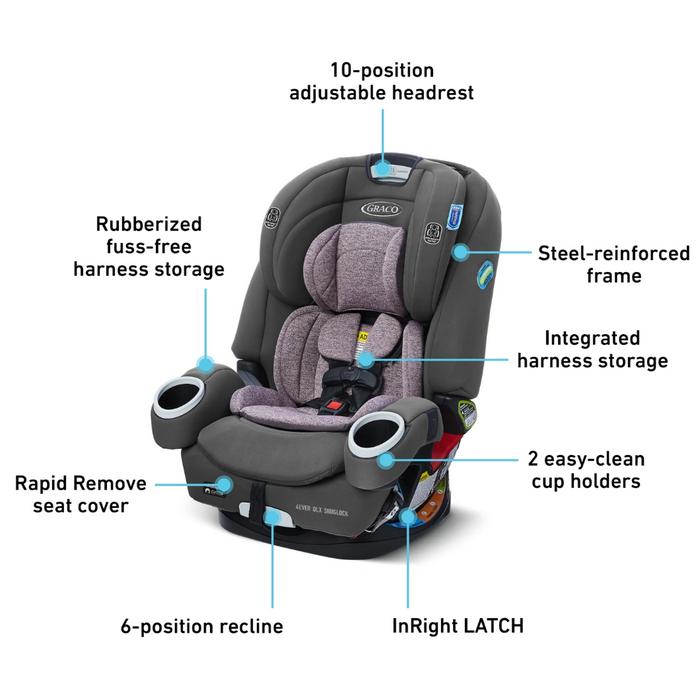 Graco 4Ever® DLX SnugLock® 4-in-1 Car Seat - Leila - Preggy Plus