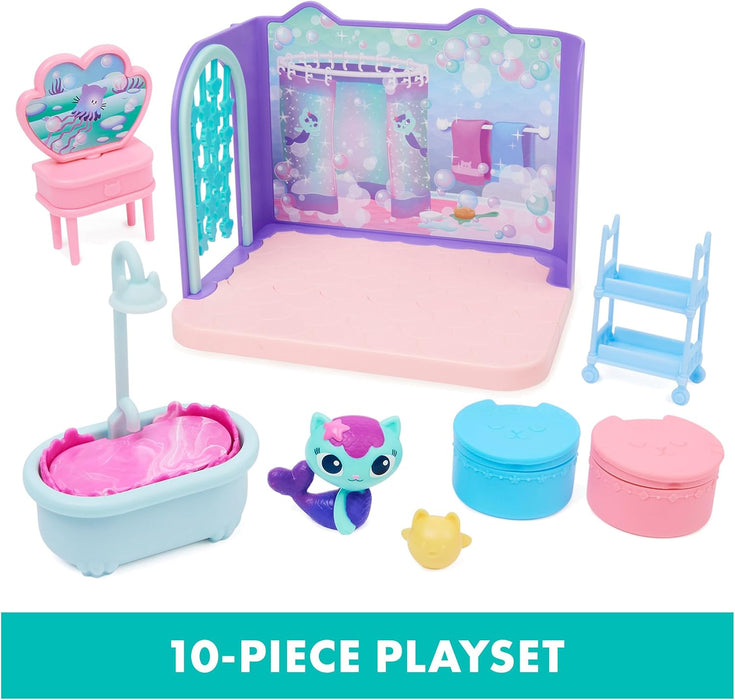 New & Discounted Gabby’s Dollhouse, Primp and Pamper Bathroom with Mercat Figure - Preggy Plus