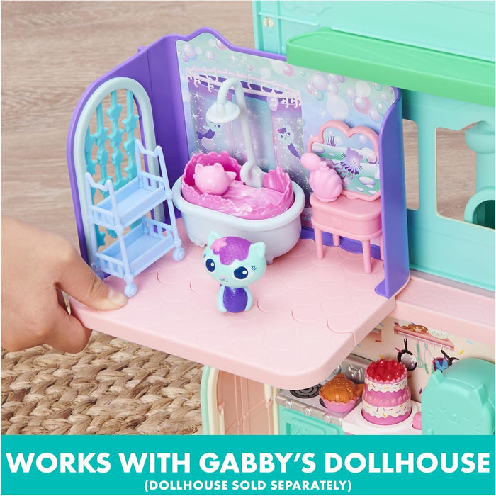 New & Discounted Gabby’s Dollhouse, Primp and Pamper Bathroom with Mercat Figure - Preggy Plus