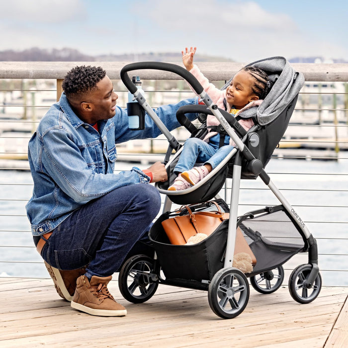 Evenflo Omni Plus Modular Travel System with LiteMax Sport Rear-Facing Infant Car Seat (Mylar Gray)