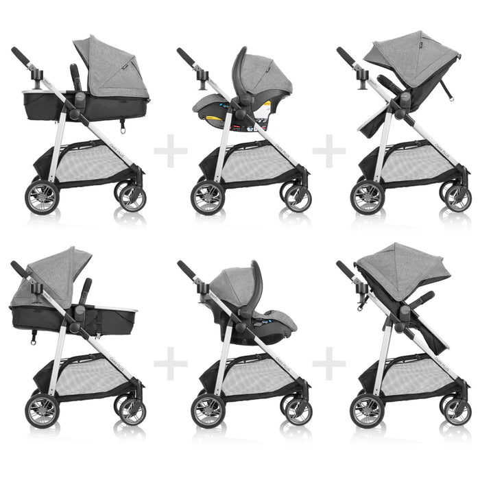 Evenflo Omni Plus Modular Travel System with LiteMax Sport Rear-Facing Infant Car Seat (Mylar Gray)