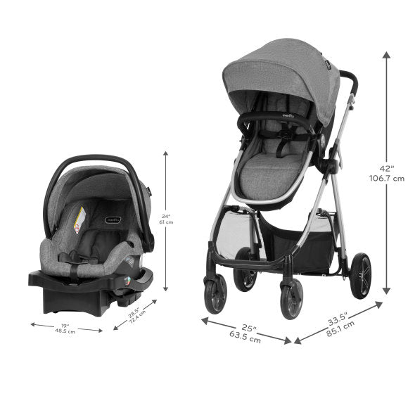 Evenflo Omni Plus Modular Travel System with LiteMax Sport Rear-Facing Infant Car Seat (Mylar Gray)