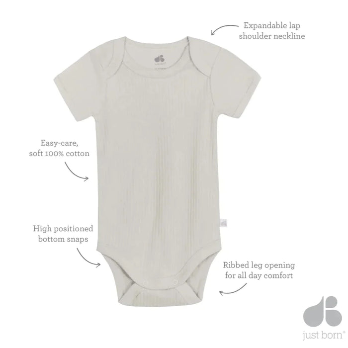 Gerber 3-Pack Baby Neutral Natural Leaves Short Sleeve Bodysuits, 6 - 9 Months (1374431DA N01 6/9) - Preggy Plus