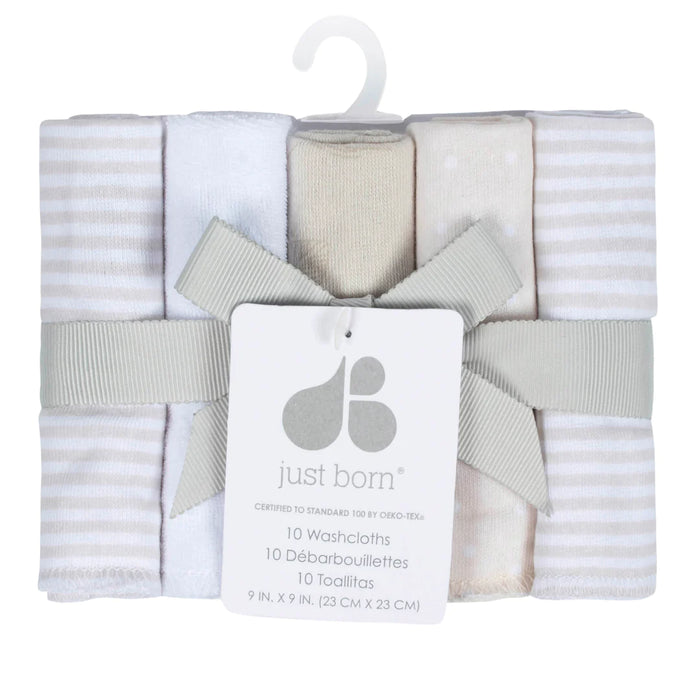 Gerber 10-Pack Baby Neutral Natural Leaves Washcloths (13702R1DA N01 OSZ) - Preggy Plus