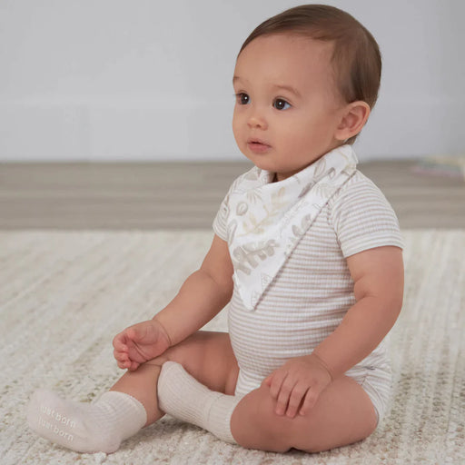 Gerber 3-Pack Baby Neutral Natural Leaves Short Sleeve Bodysuits, 6 - 9 Months (1374431DA N01 6/9) - Preggy Plus