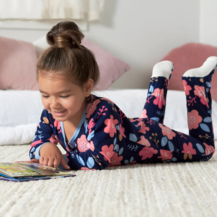 Gerber 2-Pack Baby & Toddler Girls Navy Floral Fleece Pajamas, 24 Months - Preggy Plus