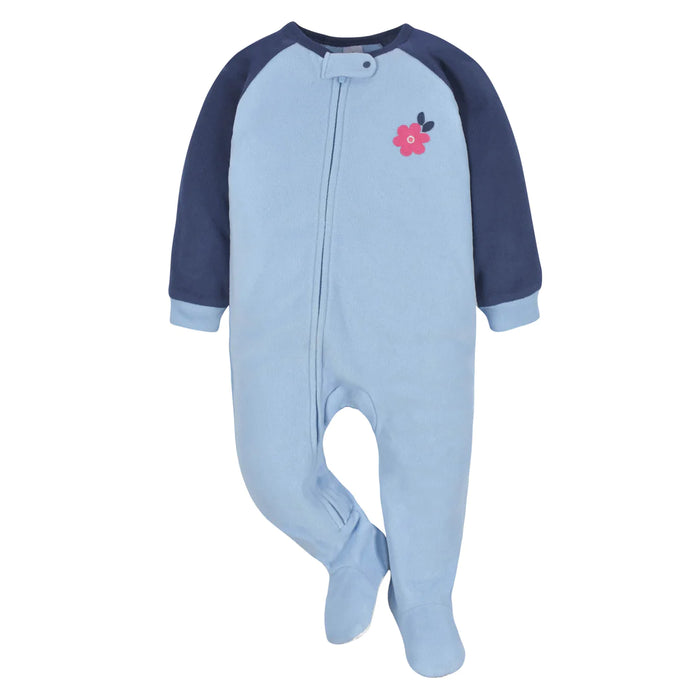 Gerber 2-Pack Baby & Toddler Girls Navy Floral Fleece Pajamas, 6 - 9 Months - Preggy Plus