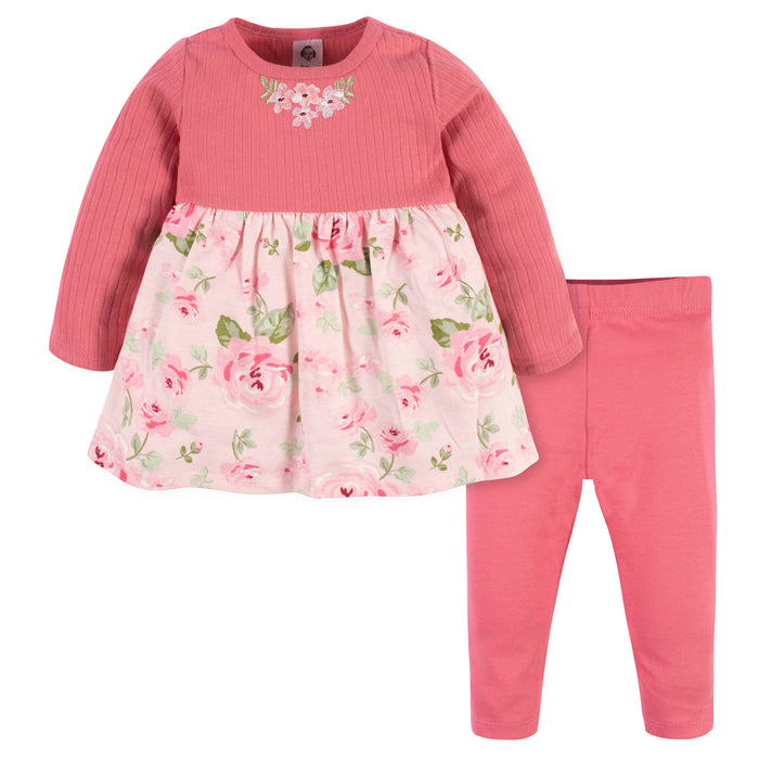 Gerber 2-Piece Baby & Toddler Girls Flower Dress & Legging Set - 18 Months (22901206Y G04 INF 18M)