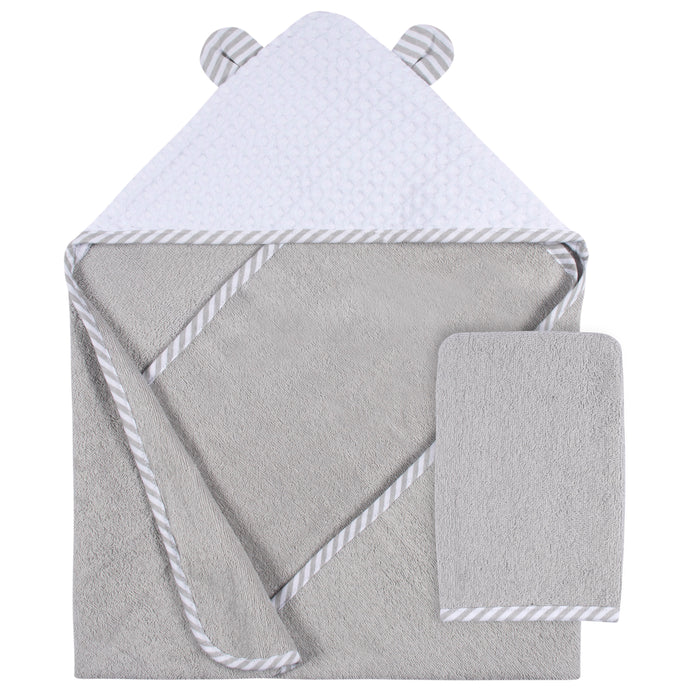 Gerber 2-Piece Baby Boys Bear Hooded Towel and Washcloth Mitt Set (345232030 B01 OSZ)