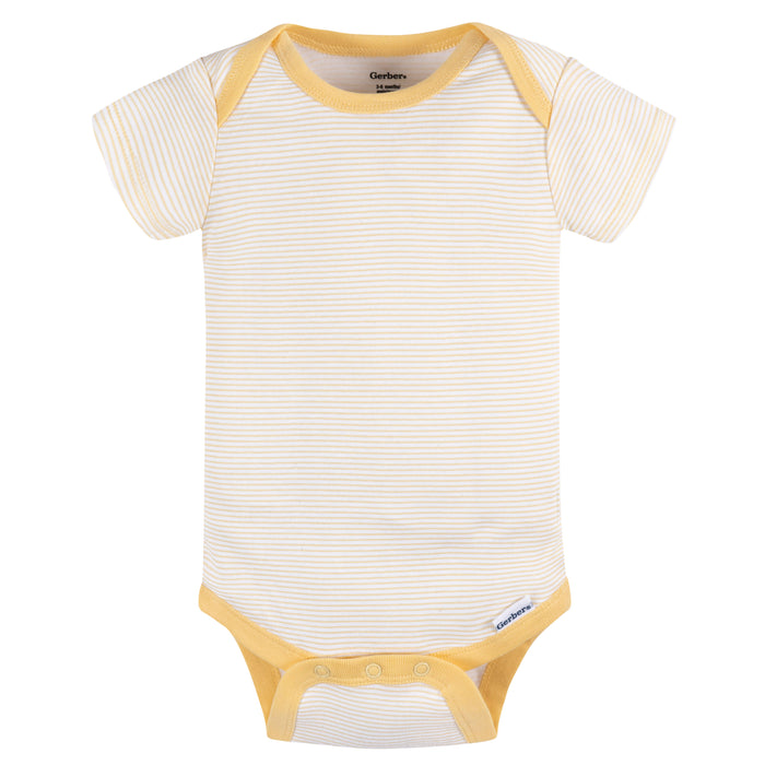 Gerber 3-Pack Baby Girls Sunshine Short Sleeve Onesies, 3-6 Months (445628 G06 NB3 3/6)