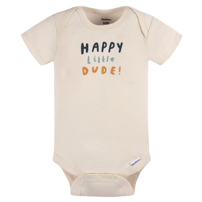 Gerber 3-Pack Baby Boys Dino Dude Short Sleeve Onesies, Newborn (445628 B01 NB3 Newborn)