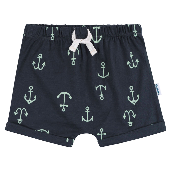 Gerber 2-Piece Baby Boys Anchor T-Shirt and Shorts Set, 3-6 Months (434367 B02 NB4 3/6)