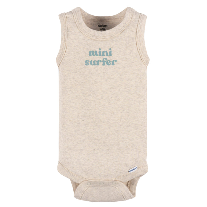Gerber® 4-Pack Baby Boys Surfer Sleeveless Onesies, Newborn (430736 B02 NB2 Newborn)