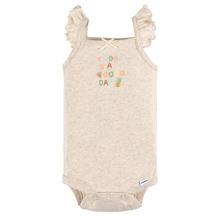 Gerber® 4-Pack Baby Girls Picnic Sleeveless Onesies, Newborn (430736 G01 NB2 Newborn)