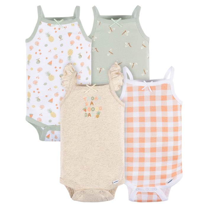 Gerber® 4-Pack Baby Girls Picnic Sleeveless Onesies, 6-9 Months (430736 G01 NB2 6/9)
