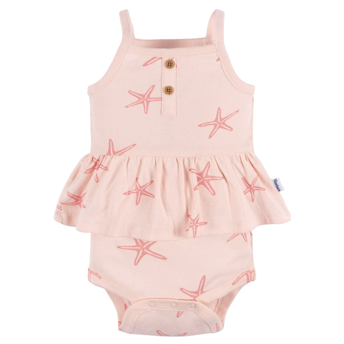 Gerber® 4-Pack Baby Girls Starfish Sleeveless Onesies, 6-9 Months (430736 G02 NB2 6/9)