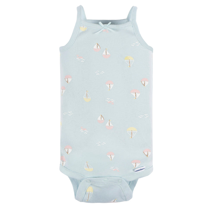 Gerber® 4-Pack Baby Girls Seaside Sleeveless Onesies, Newborn (430736 G03 NB2 Newborn)