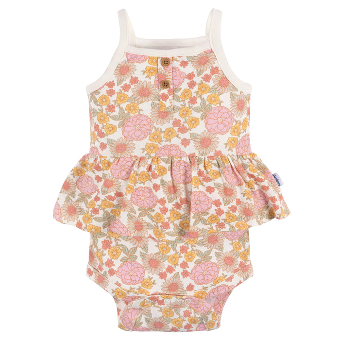 Gerber® 4-Pack Baby Girls Retro Floral Sleeveless Onesies, 3-6 Months (430736 G04 NB2 3/6)