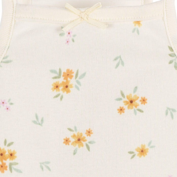 Gerber® 4-Pack Baby Girls Retro Floral Sleeveless Onesies, 3-6 Months (430736 G04 NB2 3/6)