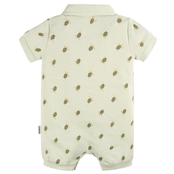 Gerber Baby Toddler Boys Turtle Collared Romper, 12 Months (432137 B03 INF 12M)