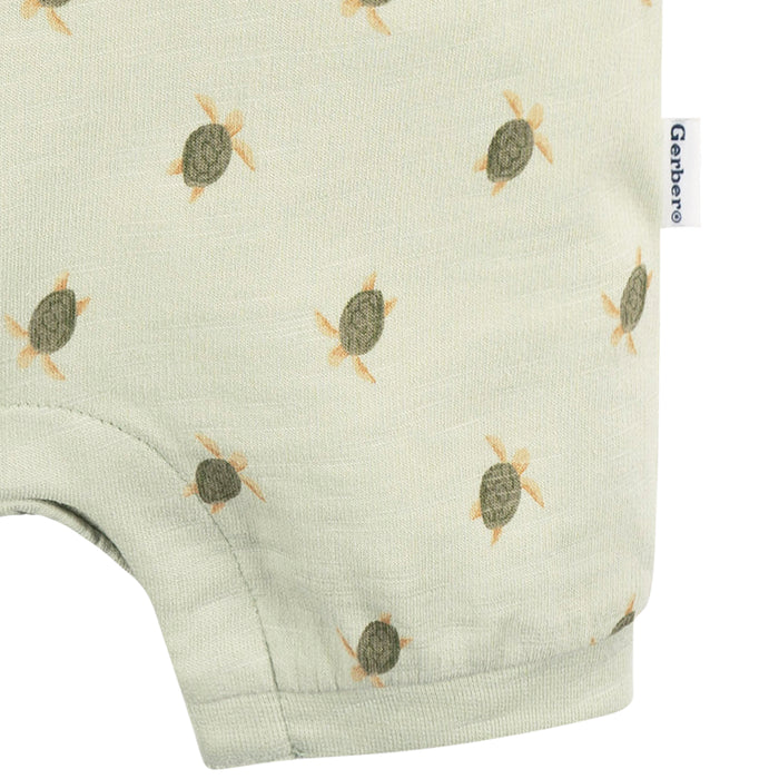 Gerber Baby Toddler Boys Turtle Collared Romper, 18 Months (432137 B03 INF 18M)