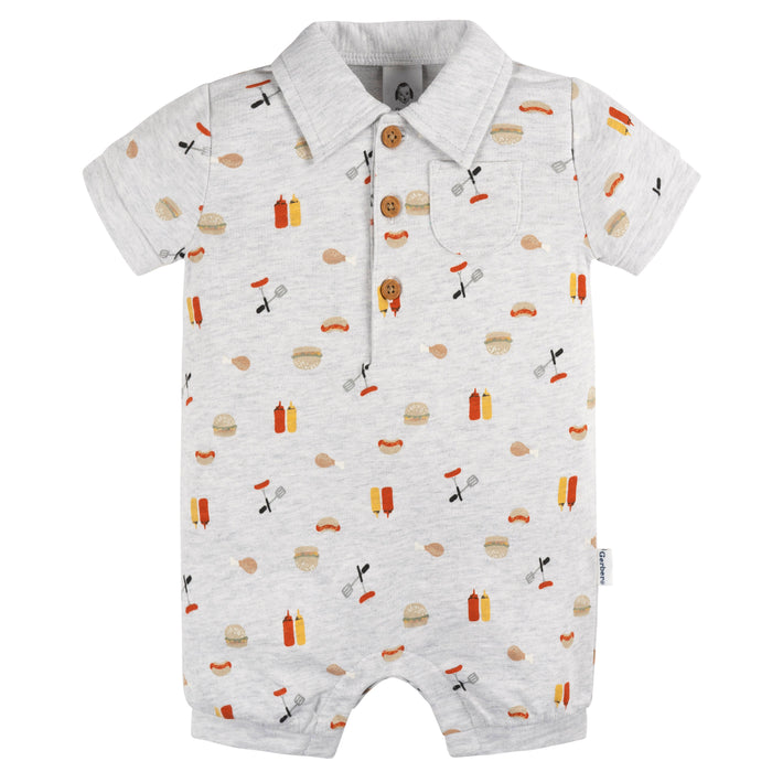 Gerber Baby Toddler Baby Boys Barbeque Collared Romper, 12 Months (432137 B04 INF 12M)