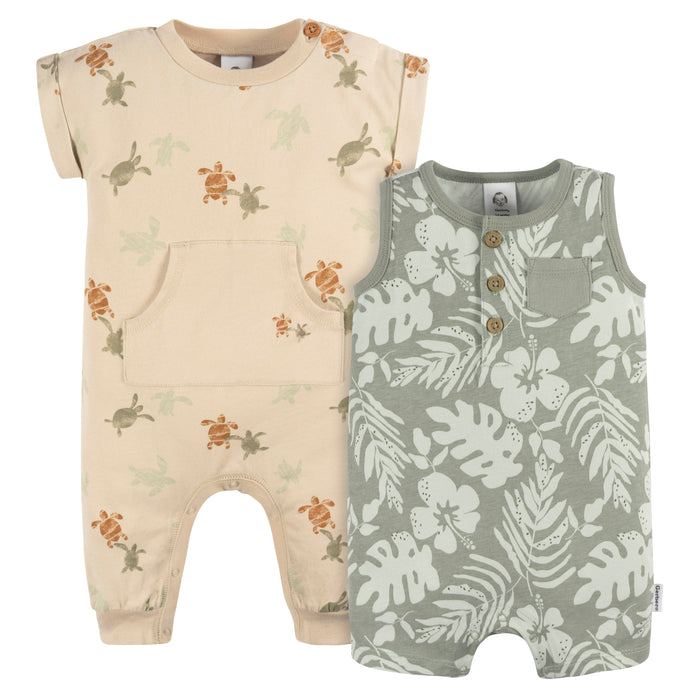 Gerber 2-Pack Baby Toddler Boys Tropical Rompers, 24 Months (432627 B02 INF 24M)