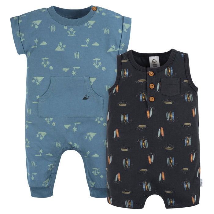 Gerber 2-Pack Baby Toddler Boys Surfing Rompers, 12 Months (432627 B03 INF 12M)