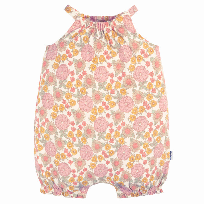Gerber 2-Pack Baby Girls Retro Floral Rompers, 18 Months (432837 G04 INF 18M)