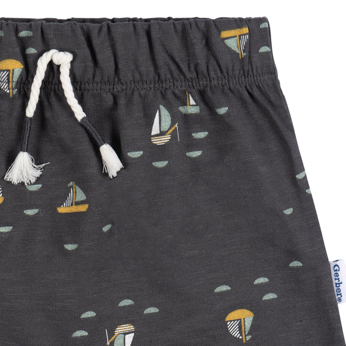 Gerber 2-Piece Baby Boys Sailboats T-Shirt and Shorts Set, 3-6 Months (434227 B01 NB4 3/6)
