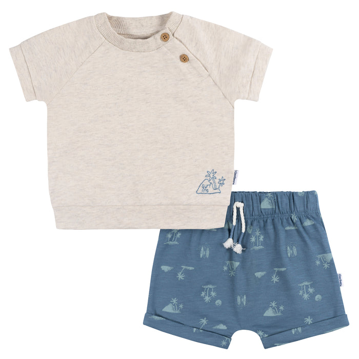 Gerber 2-Piece Baby Boys Surf Life T-Shirt and Shorts Set, 6-9 Months (434227 B02 NB4 6/9)