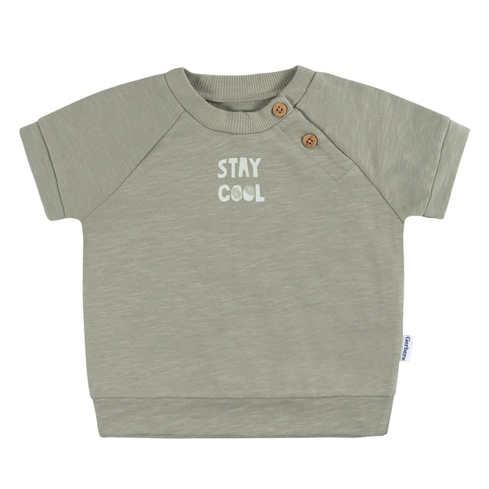 Gerber 2-Piece Baby Boys Palms T-Shirt and Shorts Set, 6-9 Months (434227 B03 NB4 6/9)