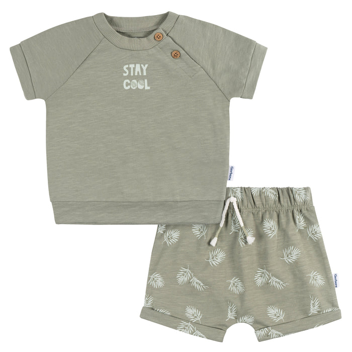 Gerber 2-Piece Baby Boys Palms T-Shirt and Shorts Set, 24 Months (434227 B03 INF 24M)