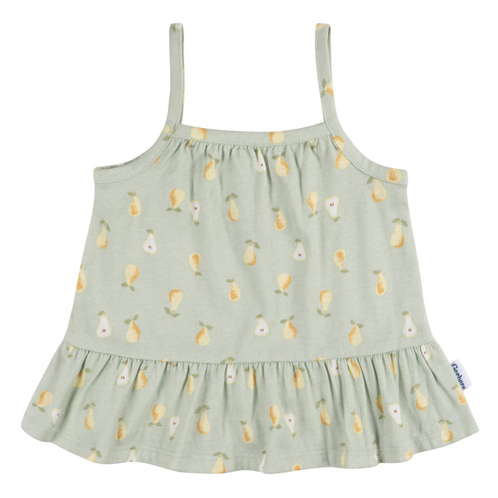 Gerber 2-Piece Baby Girls Pears Tank Top and Diaper Cover Set, 3-6 Months (434797 G01 NB4 3/6)