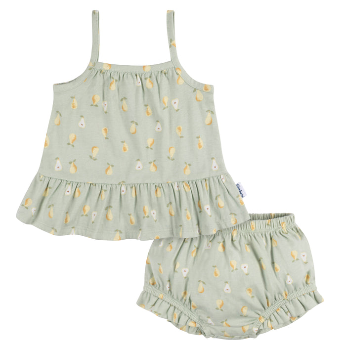 Gerber 2-Piece Baby Girls Pears Tank Top and Diaper Cover Set, 3-6 Months (434797 G01 NB4 3/6)