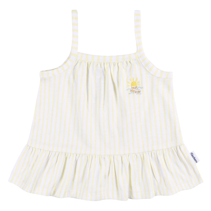 Gerber 2-Piece Baby Girls Yellow Stripe Tank Top & Diaper Cover Set, 3-6 Months (434797 G02 NB4 3/6)