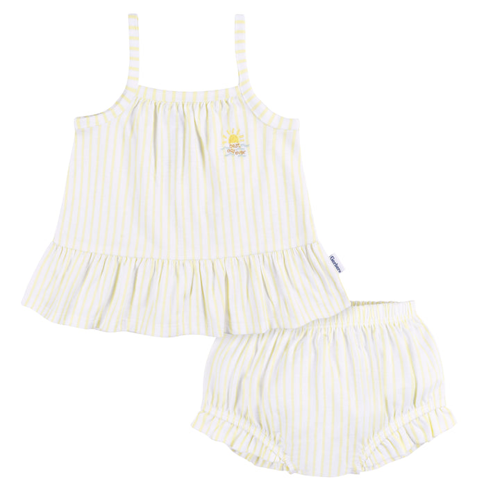 Gerber 2-Piece Baby Girls Yellow Stripe Tank Top & Diaper Cover Set, 6-9 Months (434797 G02 NB4 6/9)