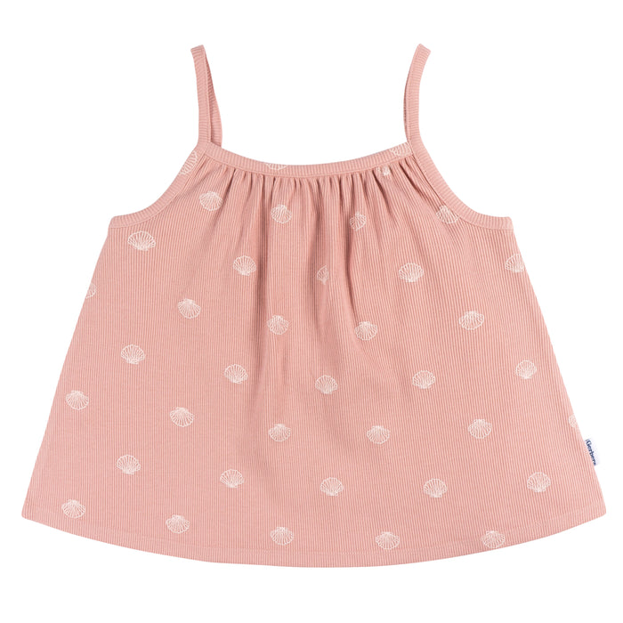 Gerber 2-Piece Infant and Toddler Girls Seashells Tank Top & Shorts Set, 4T (439046 G02 TD1 4T)