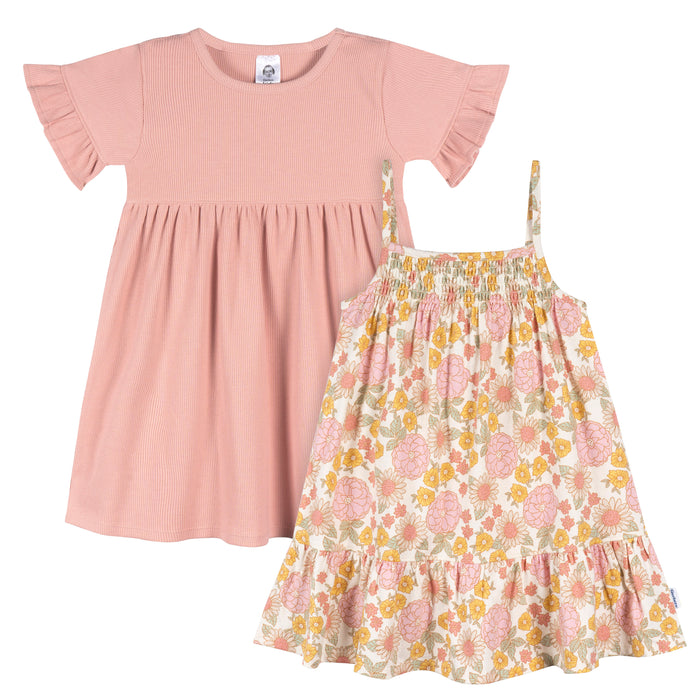 Gerber 2-Pack Toddler Girls Retro Floral Dresses, 4T (433736 G03 TD1 4T)