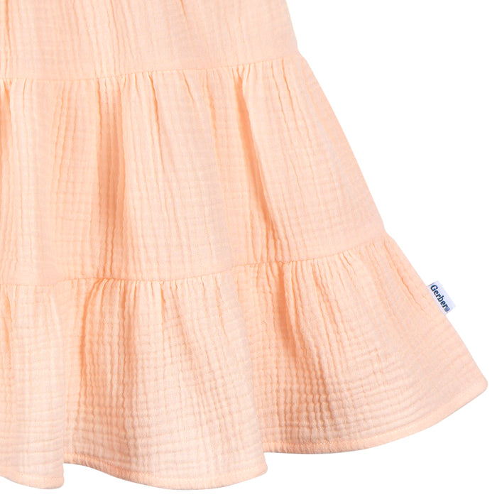 Gerber Toddler Girls Tiered Cotton Gauze Dress, Blush, 5T (433536 G01 TD1 5T)