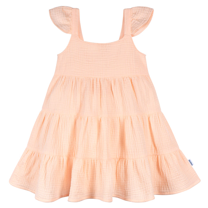 Gerber Toddler Girls Tiered Cotton Gauze Dress, Blush, 4T (433536 G01 TD1 4T)