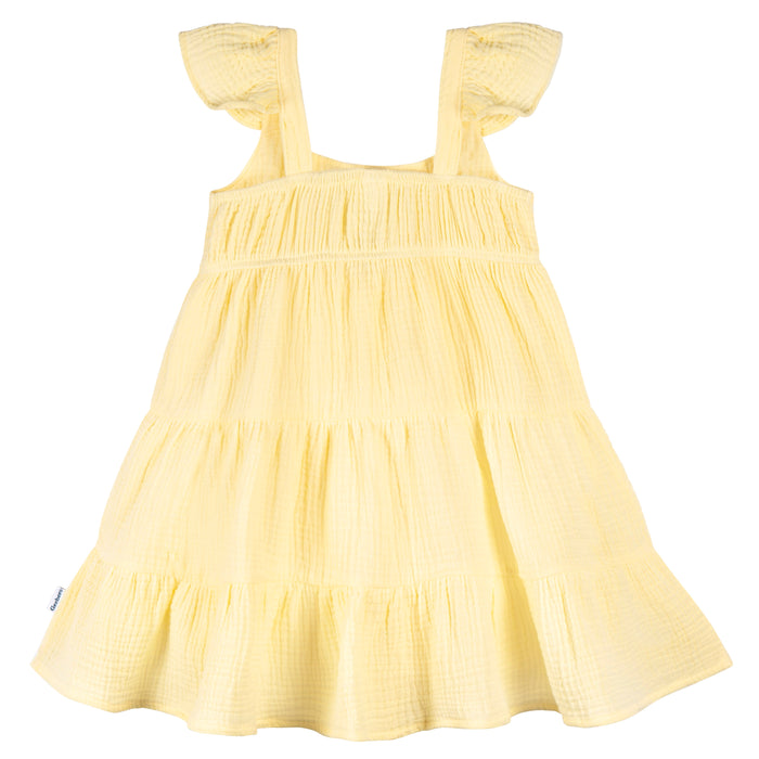 Gerber Toddler Girls Tiered Cotton Gauze Dress, Yellow, 3T (433536 G03 TD1 3T)