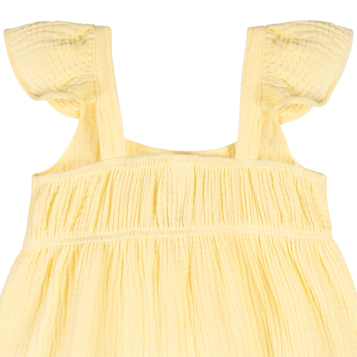 Gerber Toddler Girls Tiered Cotton Gauze Dress, Yellow, 5T (433536 G03 TD1 5T)