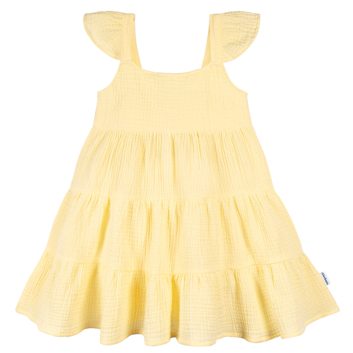 Gerber Toddler Girls Tiered Cotton Gauze Dress, Yellow, 5T (433536 G03 TD1 5T)