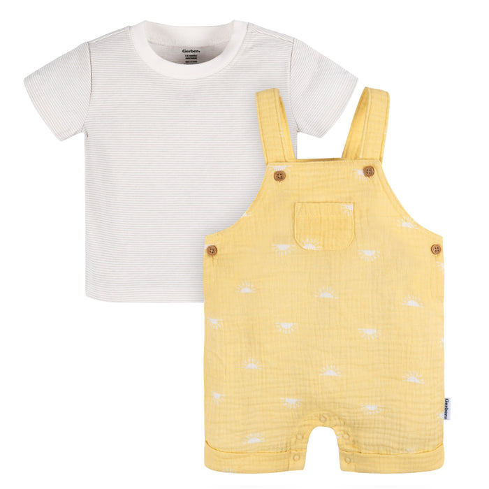 Gerber 2-Piece Baby Neutral Sunrise Overall Romper and T-Shirt Set, 24 Months (431367 N01 INF 24M)